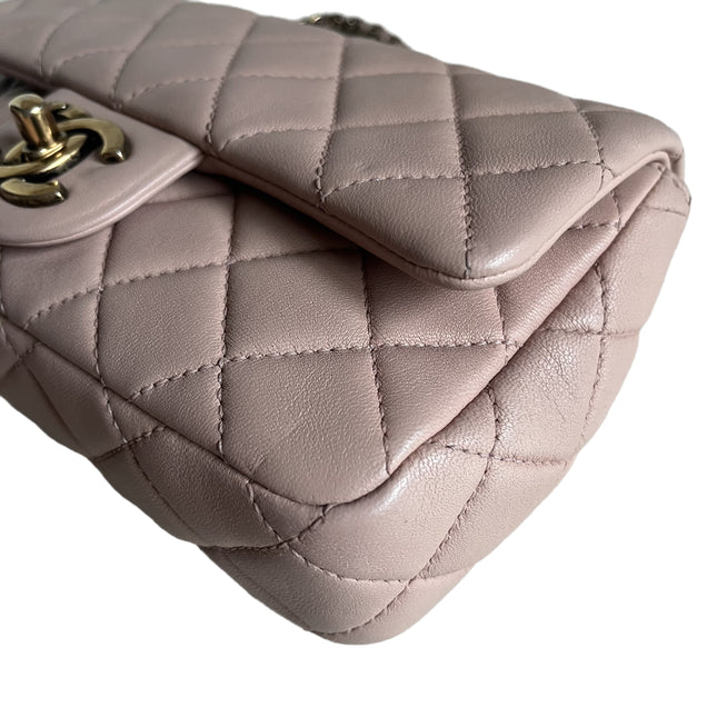 Sold Chanel Classic Flap 2014-2015 Beige Lambskin Leather Mini Crossbody Bag