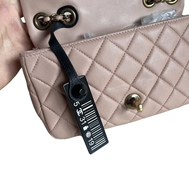 Sold Chanel Classic Flap 2014-2015 Beige Lambskin Leather Mini Crossbody Bag