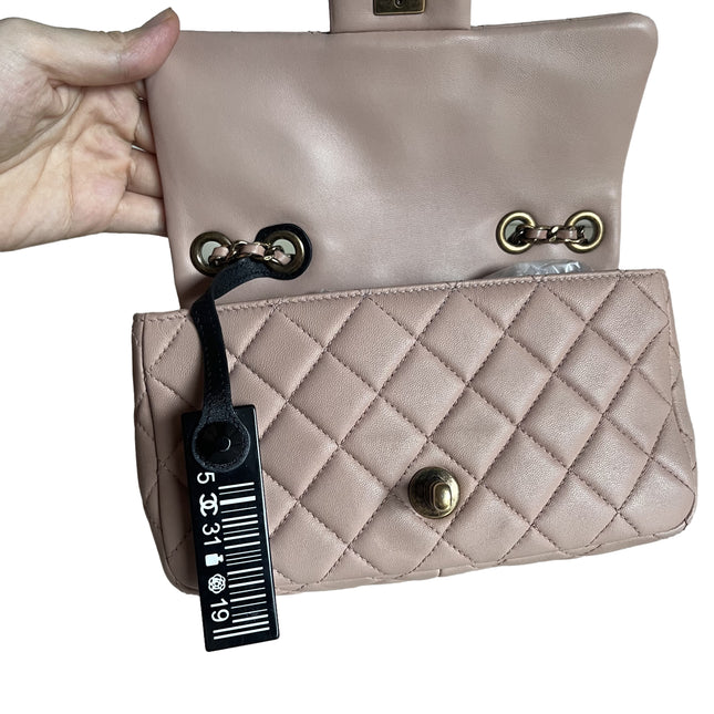 Sold Chanel Classic Flap 2014-2015 Beige Lambskin Leather Mini Crossbody Bag