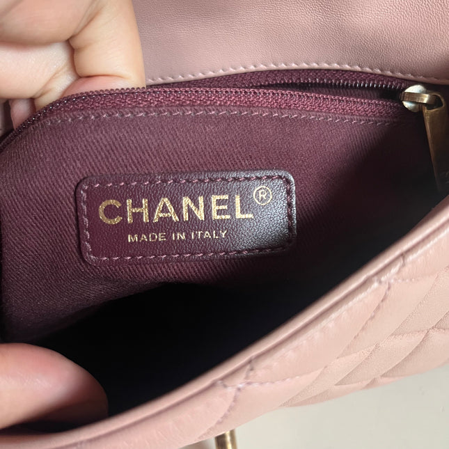 Sold Chanel Classic Flap 2014-2015 Beige Lambskin Leather Mini Crossbody Bag