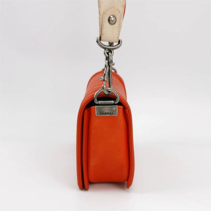 Sold Chanel Le Boy 2012 Medium Orange Lambskin Leather Bag