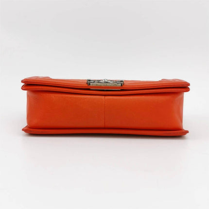 Sold Chanel Le Boy 2012 Medium Orange Lambskin Leather Bag