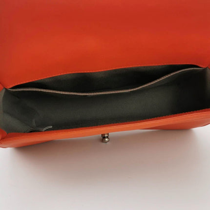 Sold Chanel Le Boy 2012 Medium Orange Lambskin Leather Bag