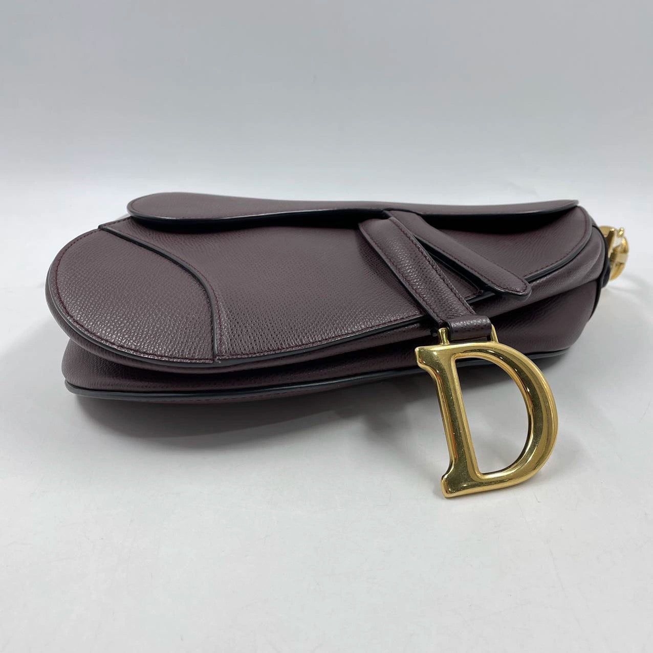 Dior Saddle Burgundy Medium Grained Leather Handbag