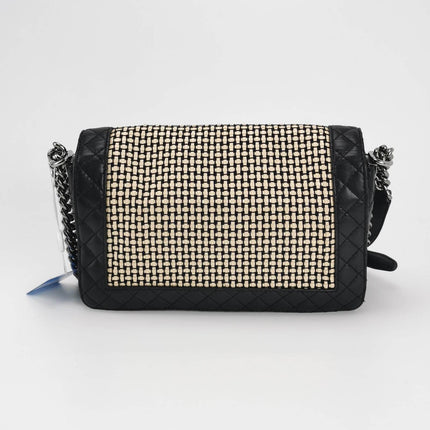 Sold Chanel Le Boy 2014 Large Black Woven Reverso Calfskin Leather Flap Bag