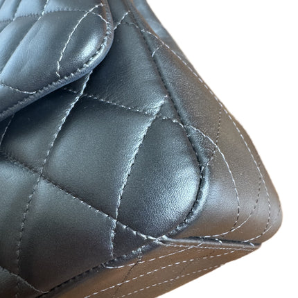 Chanel Classic Flap Maxi Metallic Lambskin Leather Double Flap Sliver Hardware 2013-14