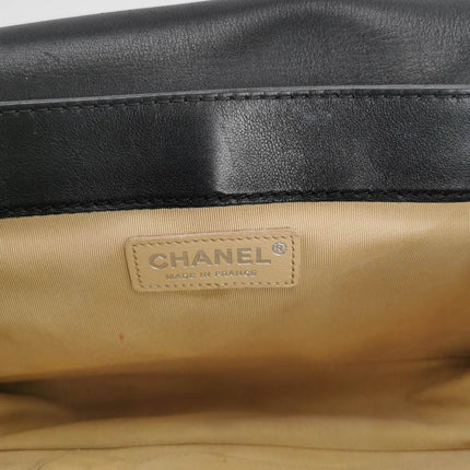 Sold Chanel Le Boy 2014 Large Black Woven Reverso Calfskin Leather Flap Bag