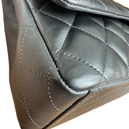 Chanel Classic Flap Maxi Metallic Lambskin Leather Double Flap Sliver Hardware 2013-14