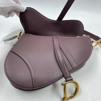 Dior Saddle Burgundy Medium Grained Leather Handbag