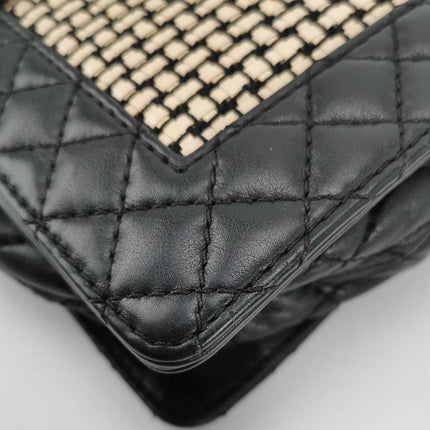 Sold Chanel Le Boy 2014 Large Black Woven Reverso Calfskin Leather Flap Bag