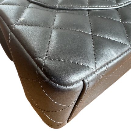 Chanel Classic Flap Maxi Metallic Lambskin Leather Double Flap Sliver Hardware 2013-14