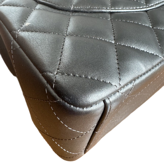 Chanel Classic Flap Maxi Metallic Lambskin Leather Double Flap Sliver Hardware 2013-14