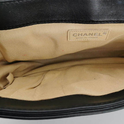Sold Chanel Le Boy 2014 Large Black Woven Reverso Calfskin Leather Flap Bag