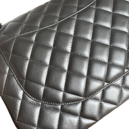 Chanel Classic Flap Maxi Metallic Lambskin Leather Double Flap Sliver Hardware 2013-14