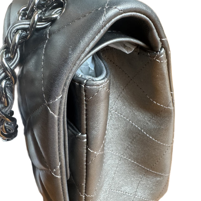 Chanel Classic Flap Maxi Metallic Lambskin Leather Double Flap Sliver Hardware 2013-14