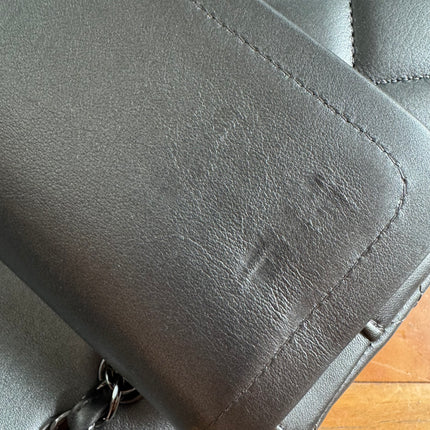 Chanel Classic Flap Maxi Metallic Lambskin Leather Double Flap Sliver Hardware 2013-14