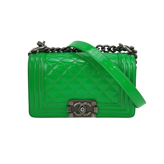 Chanel Le Boy 2016 Small Green Patent Leather Bag-Luxbags