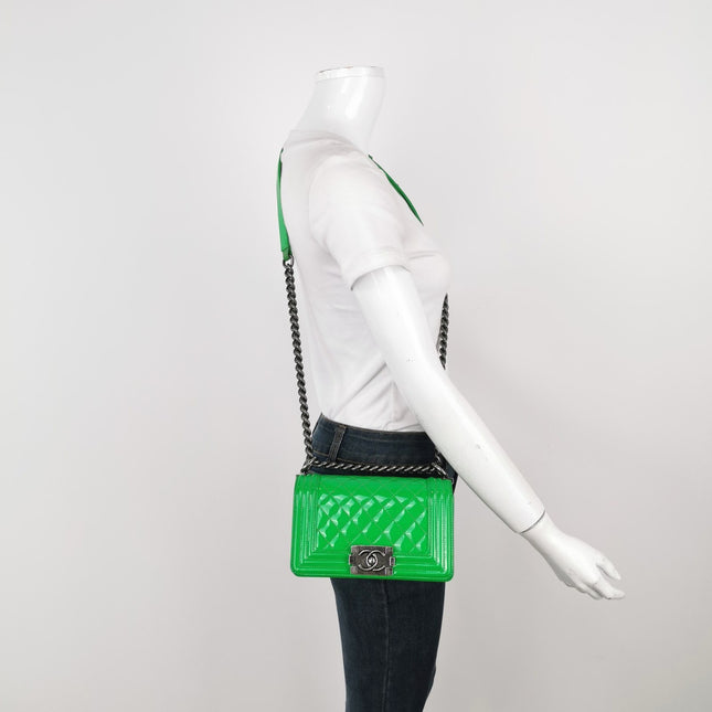 Chanel Le Boy 2016 Small Green Patent Leather Bag