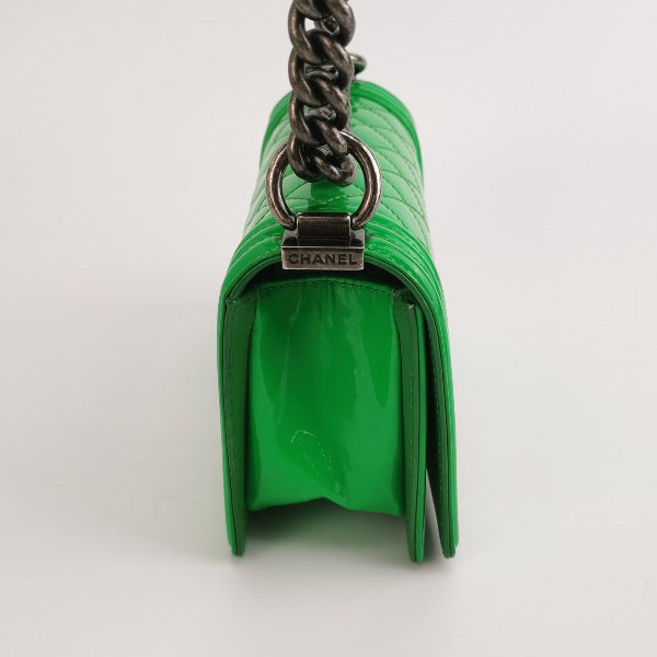 Chanel Le Boy 2016 Small Green Patent Leather Bag