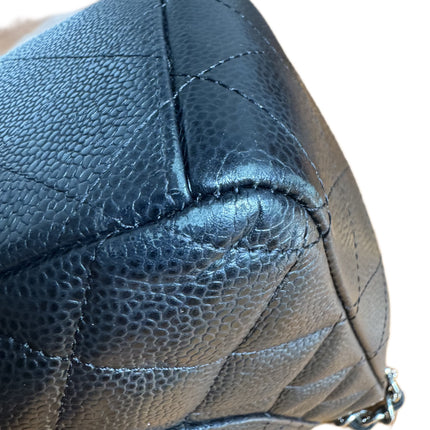 Chanel Classic Flap Maxi Black Caviar Leather Double Flap Sliver Hardware
