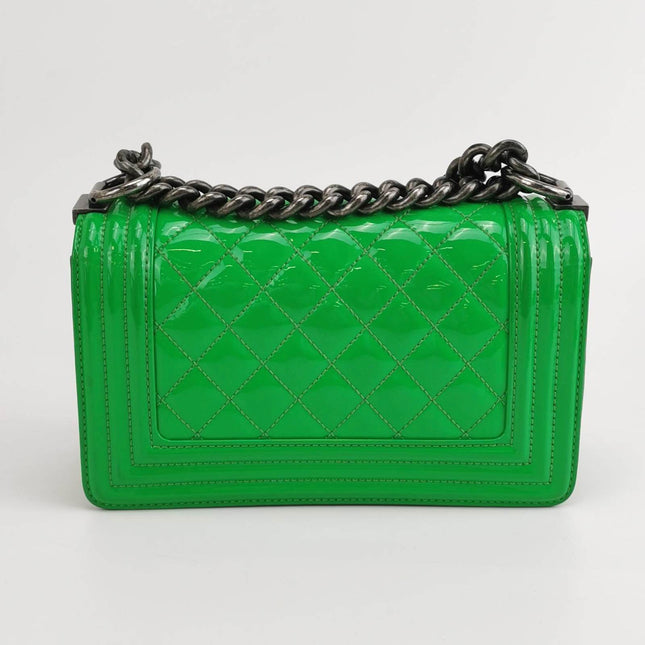 Chanel Le Boy 2016 Small Green Patent Leather Bag