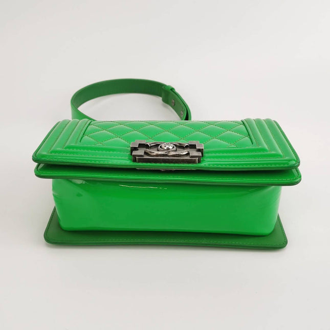 Chanel Le Boy 2016 Small Green Patent Leather Bag