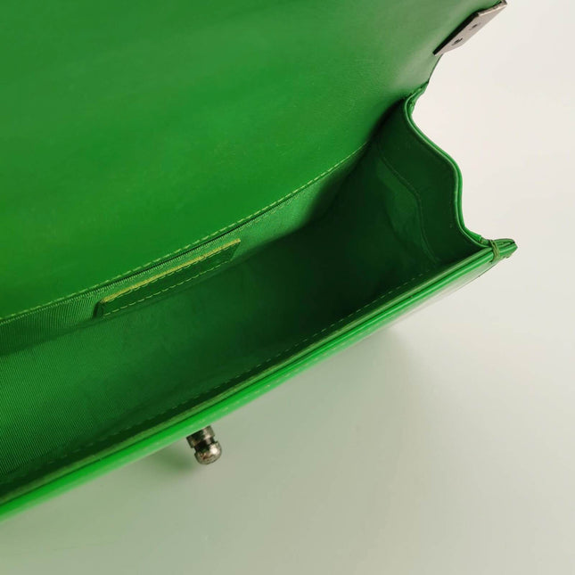Chanel Le Boy 2016 Small Green Patent Leather Bag