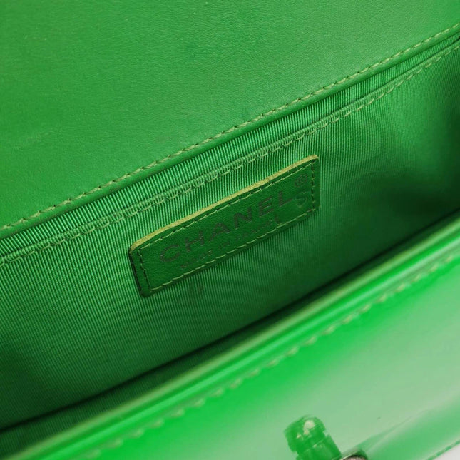 Chanel Le Boy 2016 Small Green Patent Leather Bag