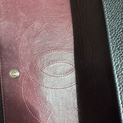 Chanel Classic Flap Maxi Black Caviar Leather Double Flap Sliver Hardware