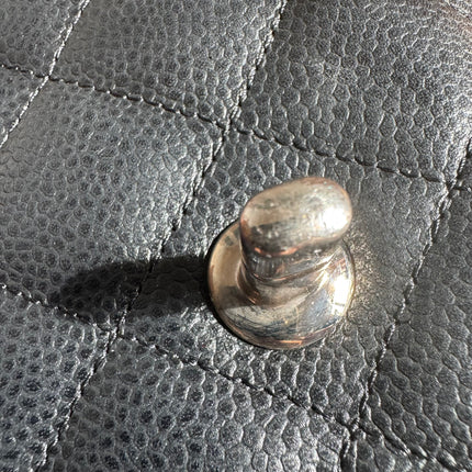 Chanel Classic Flap Maxi Black Caviar Leather Double Flap Sliver Hardware