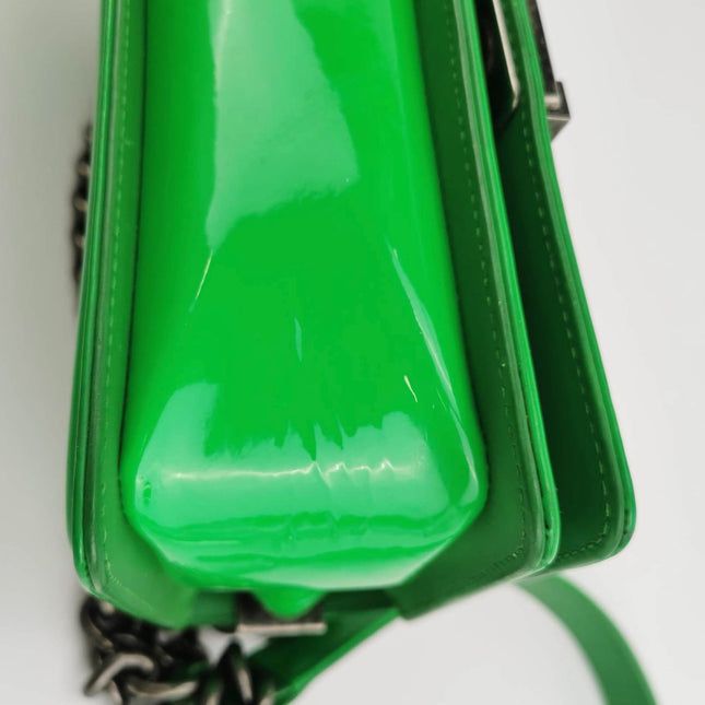 Chanel Le Boy 2016 Small Green Patent Leather Bag