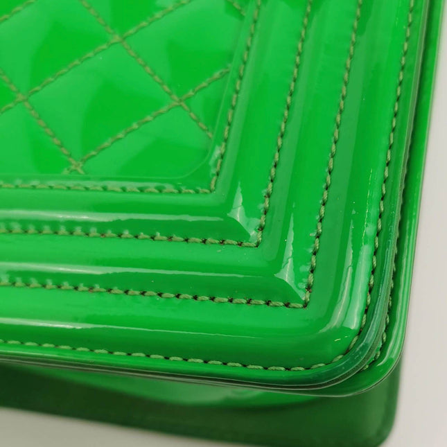 Chanel Le Boy 2016 Small Green Patent Leather Bag