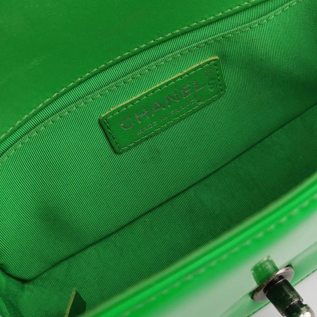 Chanel Le Boy 2016 Small Green Patent Leather Bag