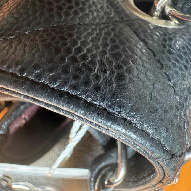 Chanel Classic Flap Maxi Black Caviar Leather Double Flap Sliver Hardware