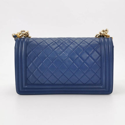 Sold Chanel Le Boy 2016 Medium Blue Lambskin Leather Bag