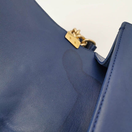 Sold Chanel Le Boy 2016 Medium Blue Lambskin Leather Bag