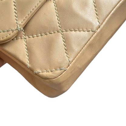 Chanel Wild Stitch Flap Beige Leather with Stitching Detail