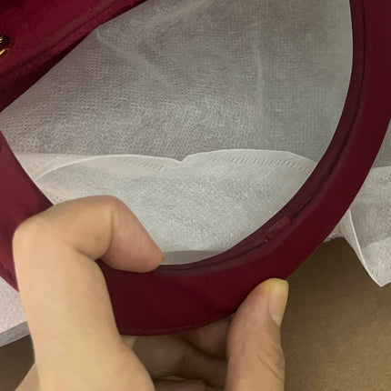 Lady Dior Vintage Large Burgundy Cloth with Yellow Gold-tone Hardware