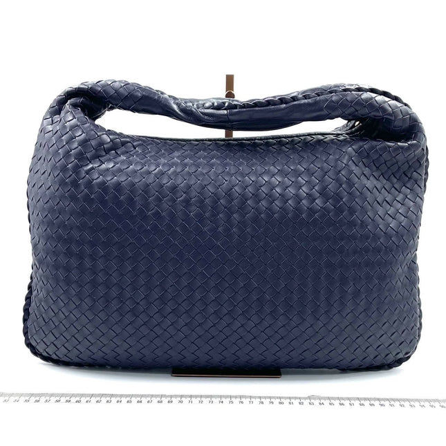 Sold Bottega Veneta Hobo Bag Medium Navy Lambskin leather Mint Condition