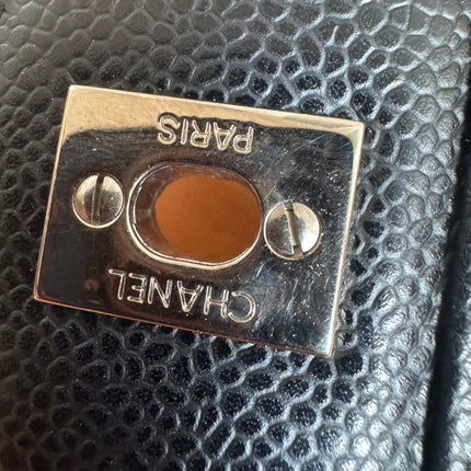 Chanel Classic Flap Jumbo Black Caviar Leather Single Flap Silver Hardware 2006-08