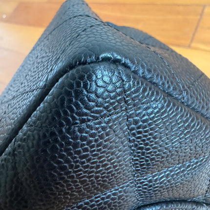 Chanel Classic Flap Jumbo Black Caviar Leather Single Flap Silver Hardware 2006-08