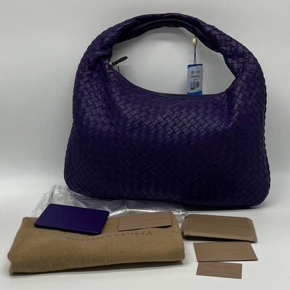 Bottega Veneta Veneta Hobo Medium Purple Intrecciato Leather Bag