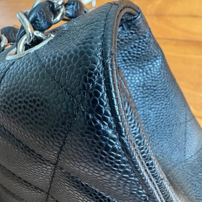 Chanel Classic Flap Jumbo Black Caviar Leather Single Flap Silver Hardware 2006-08