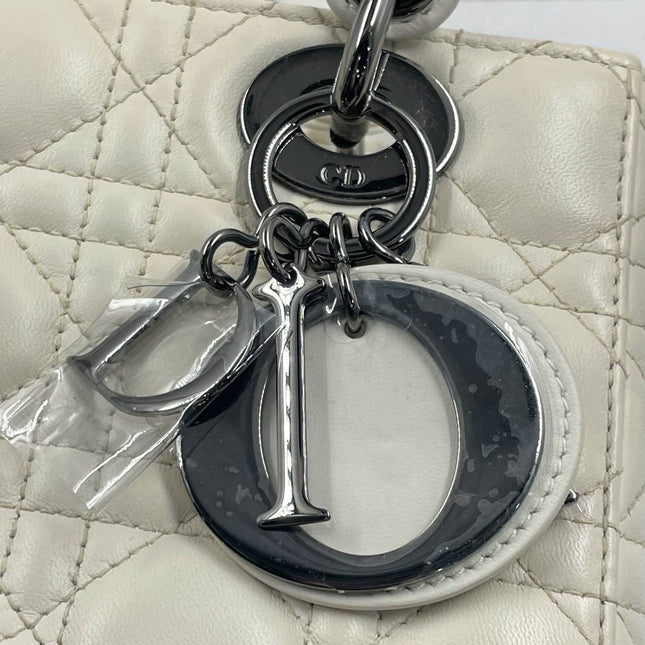 Sold Lady Dior Small My Abcdior White Ecru Lambskin Cannage Leather
