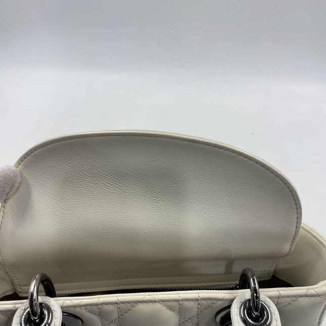 Sold Lady Dior Small My Abcdior White Ecru Lambskin Cannage Leather
