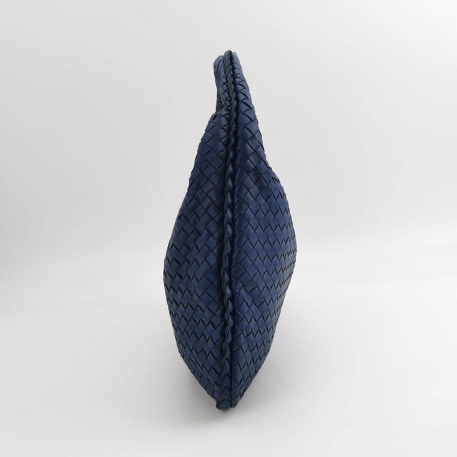 Sold Bottega Veneta Veneta Hobo Medium Navy Intrecciato Leather Bag