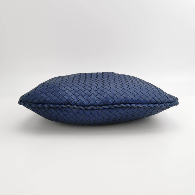 Sold Bottega Veneta Veneta Hobo Medium Navy Intrecciato Leather Bag