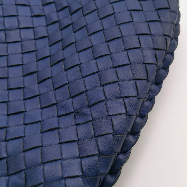 Sold Bottega Veneta Veneta Hobo Medium Navy Intrecciato Leather Bag