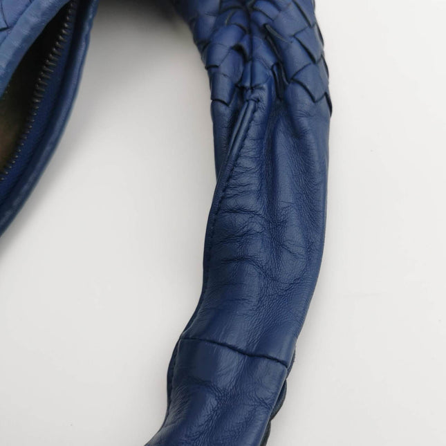 Sold Bottega Veneta Veneta Hobo Medium Navy Intrecciato Leather Bag