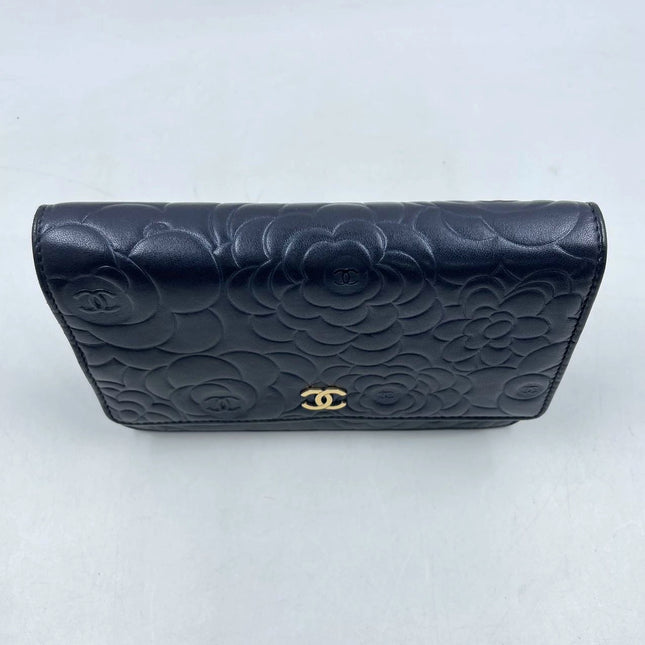 Sold Chanel Wallet On Chains WOC Classic Navy Camelia Flower
